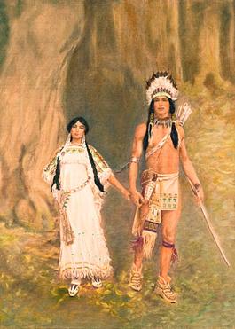 Открытка «Гайавата и Миннегага» Худ. Уильям Лэдд Тэйлор